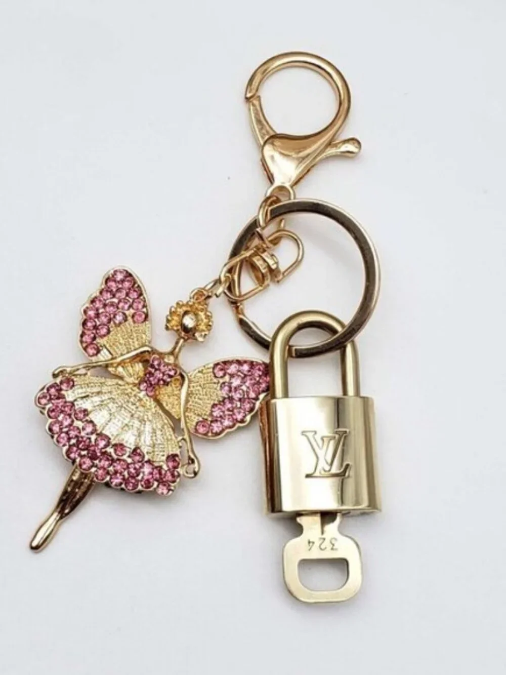 Authentic Louis Vuitton Padlock Gold 🔒 Key Set + Unbranded Fairy Keychain Charm